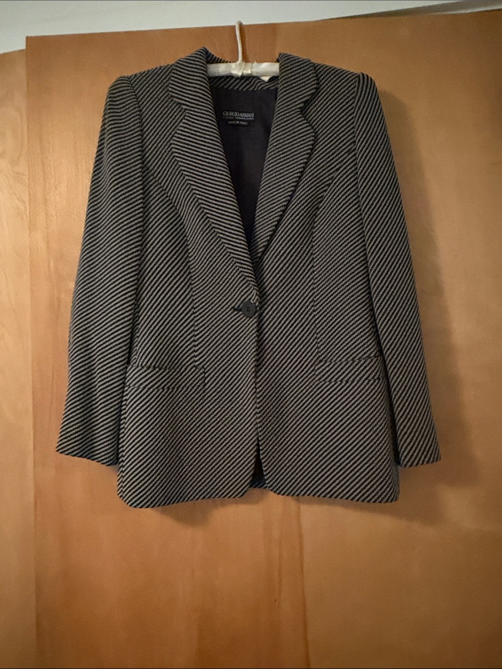 Giorgio Armani Black and White Diagonal Stripe Blazer